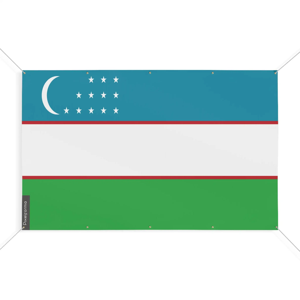 Mini drapeau ouzbékistan polyester à œillets résistants