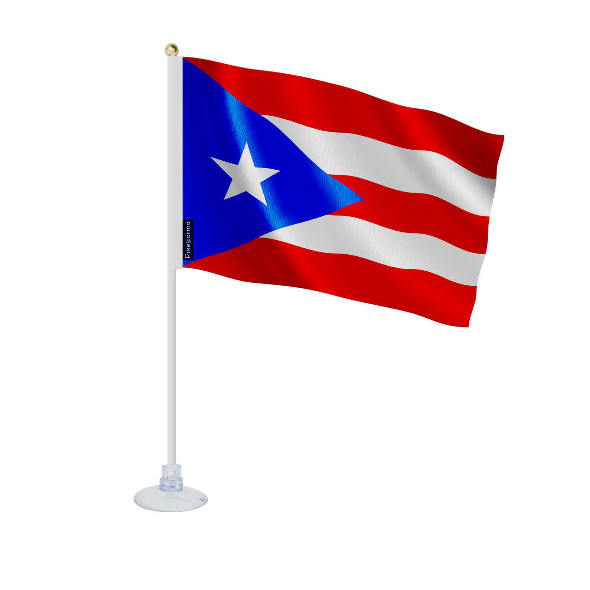 Mini drapeau porto rico polyester avec ventouse pour surface lisse