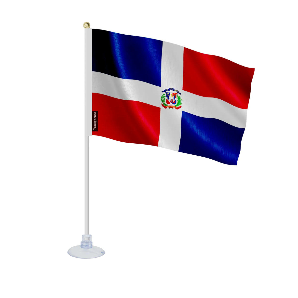 Mini drapeau république dominicaine polyester ventouse