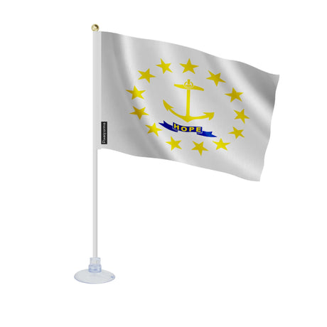Mini drapeau rhode island en polyester avec ventouse