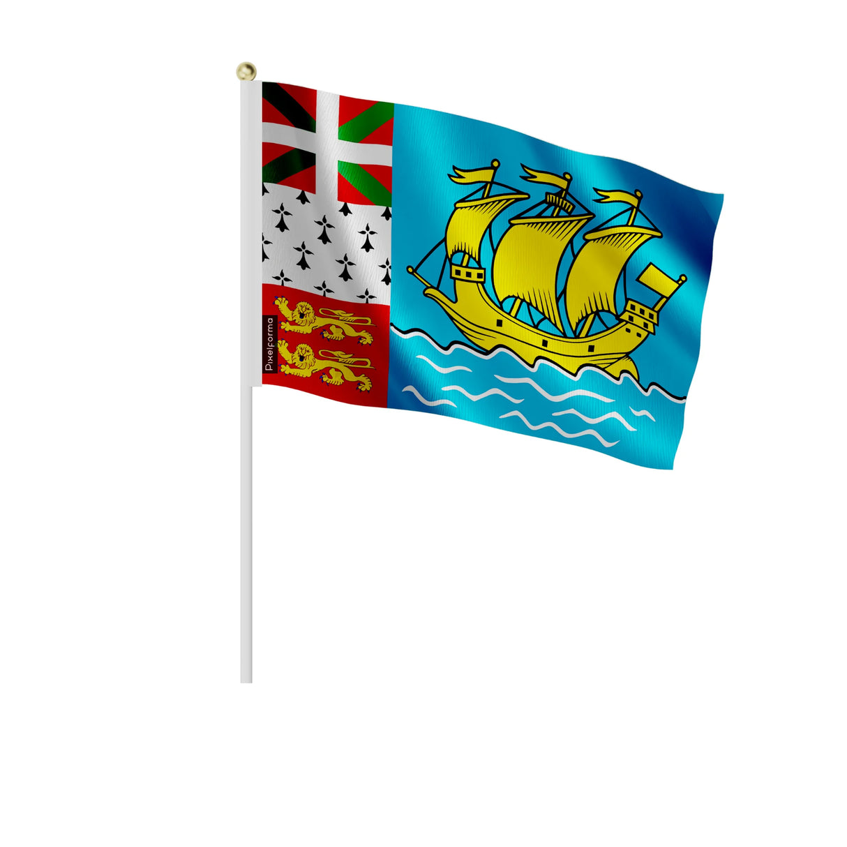 Mini drapeau saint-pierre-et-miquelon en polyester à main