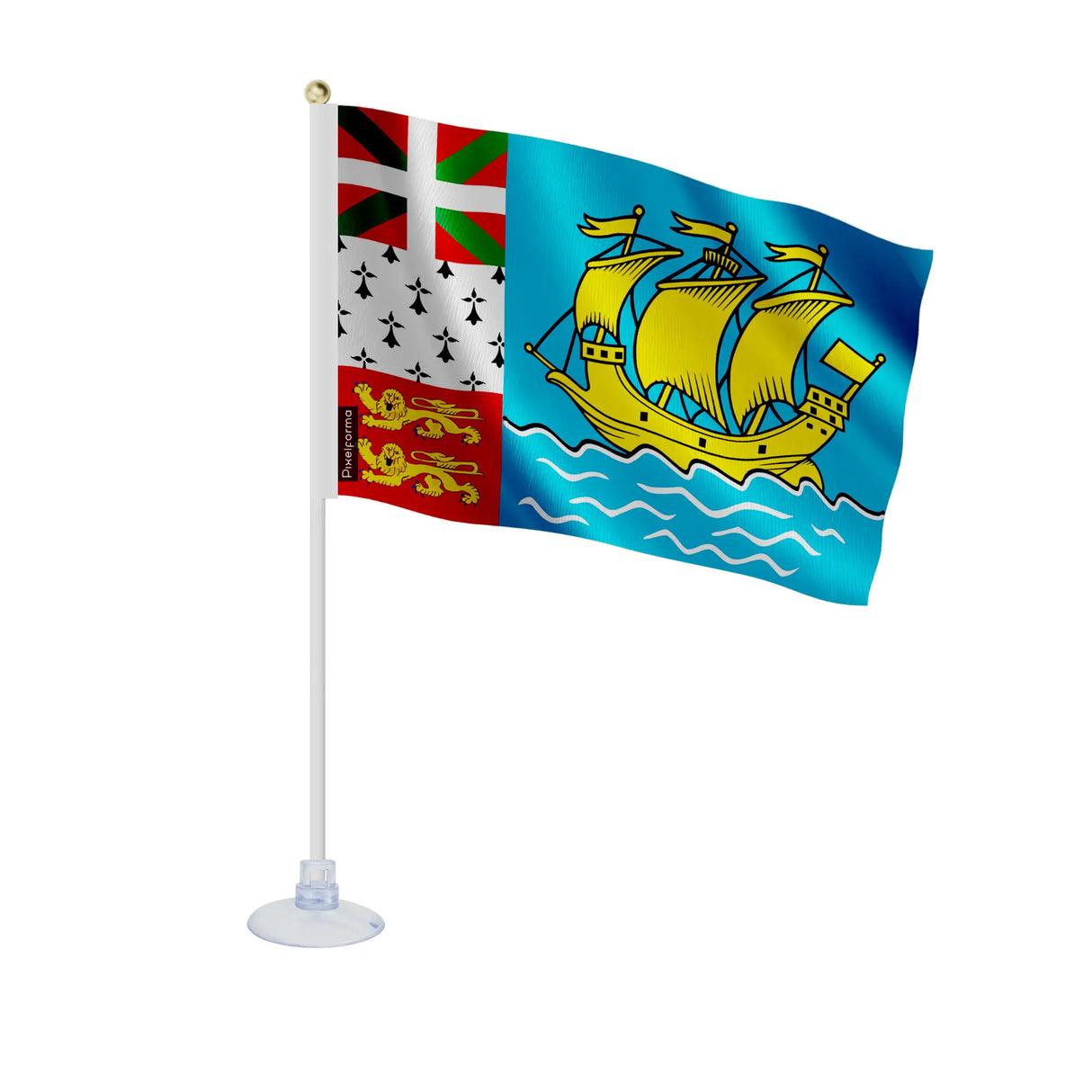 Mini drapeau saint-pierre-et-miquelon polyester ventouse