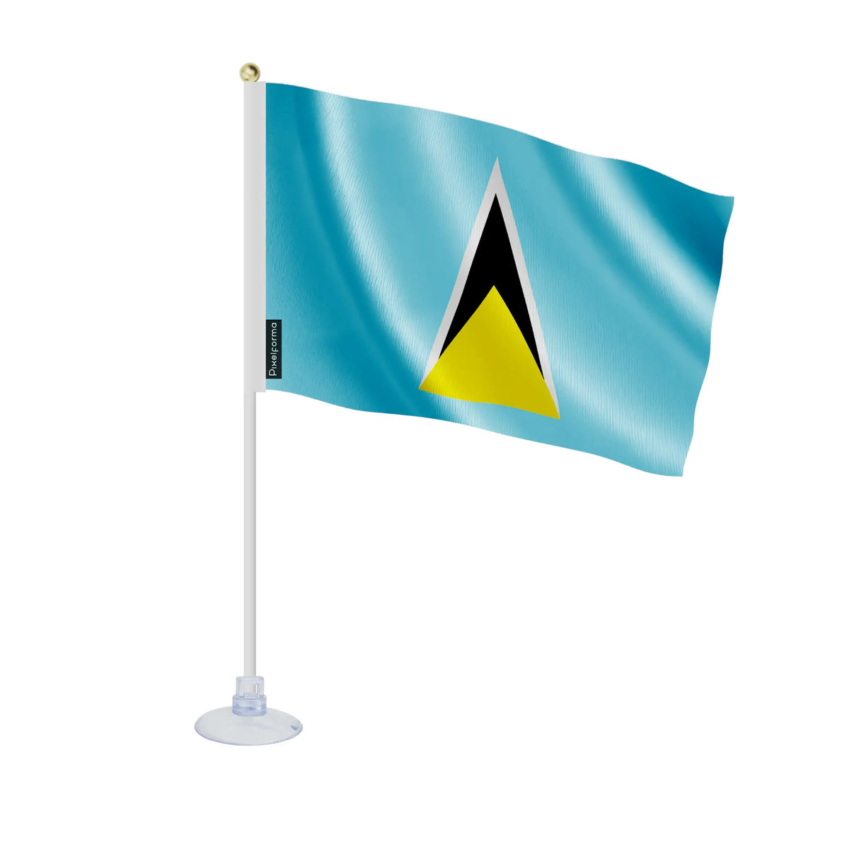 Mini drapeau sainte-lucie en polyester avec ventouse