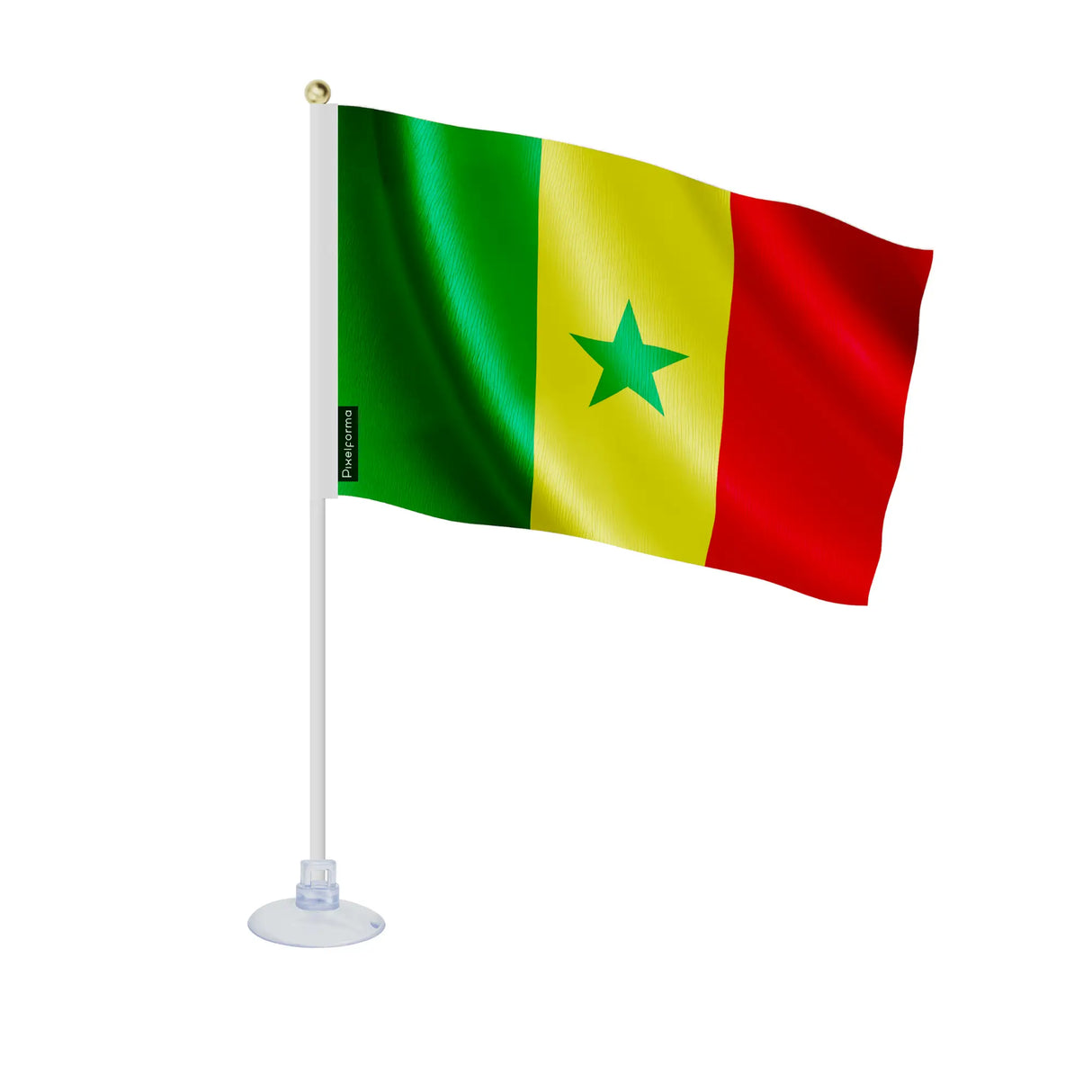 Mini drapeau sénégal en polyester avec ventouse pratique