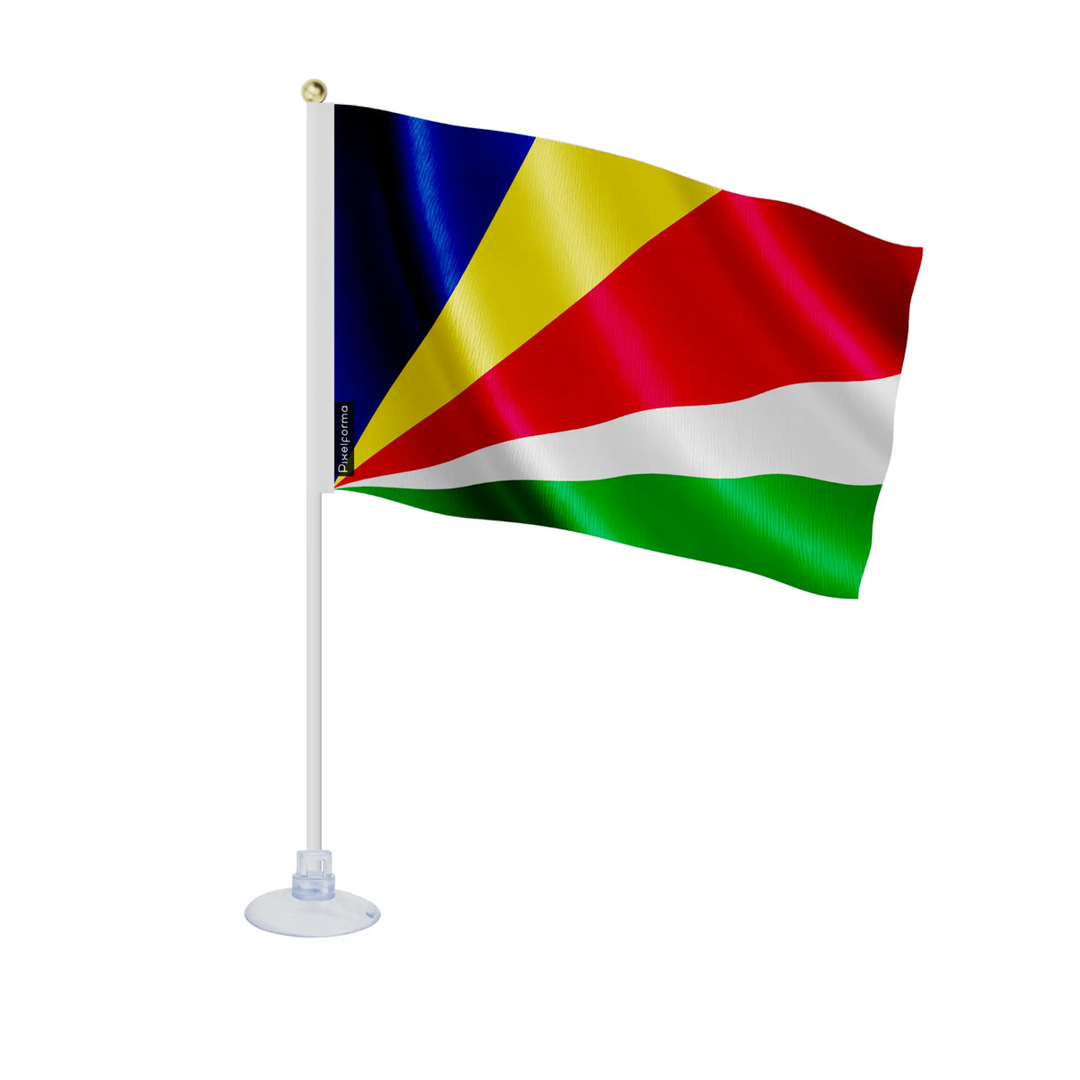 Mini drapeau seychelles en polyester avec ventouse pratique