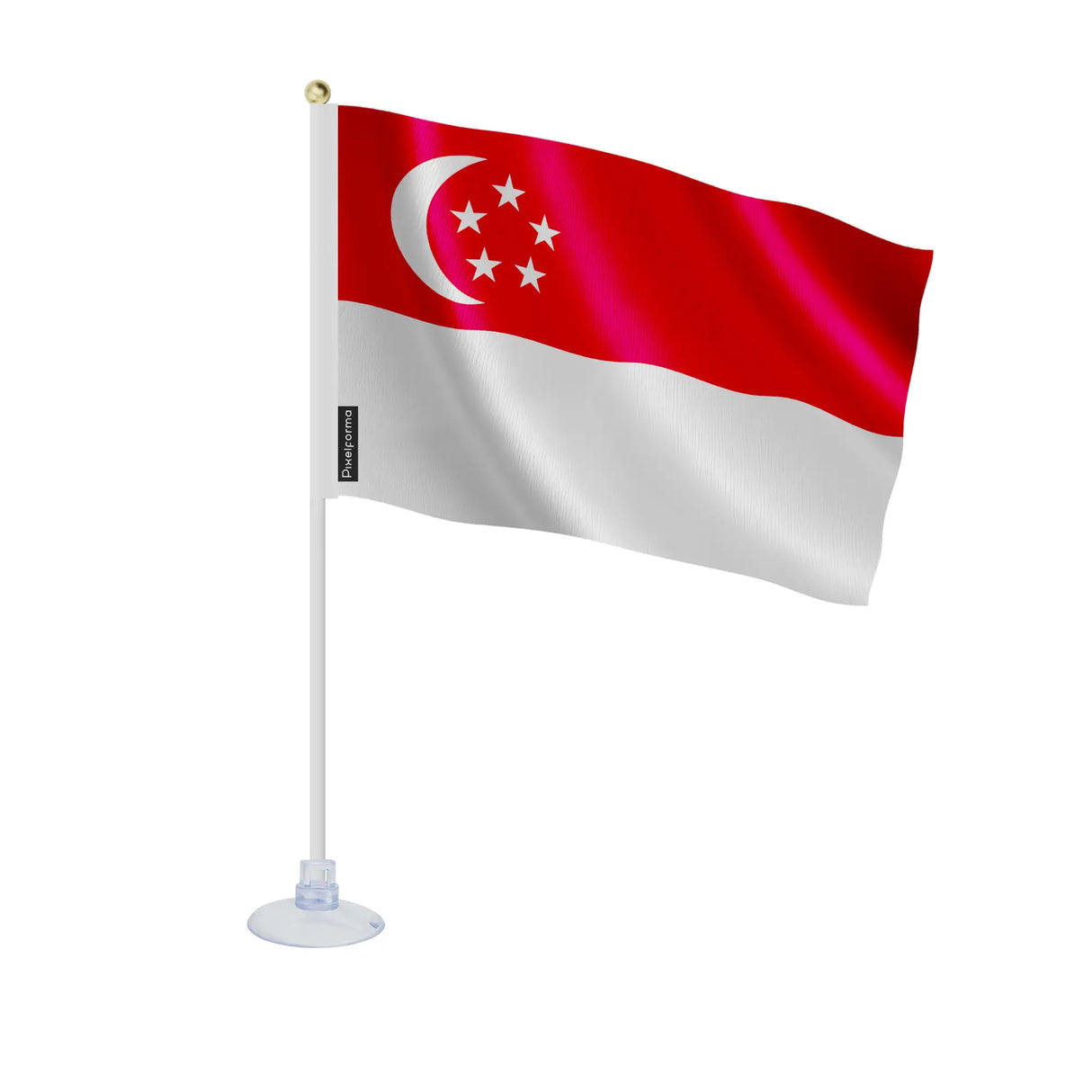 Mini drapeau singapour en polyester avec ventouse