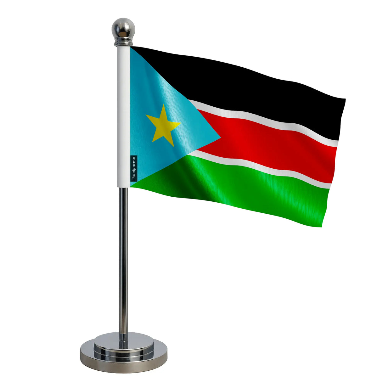 Mini drapeau soudan du sud polyester avec socle acier inoxydable
