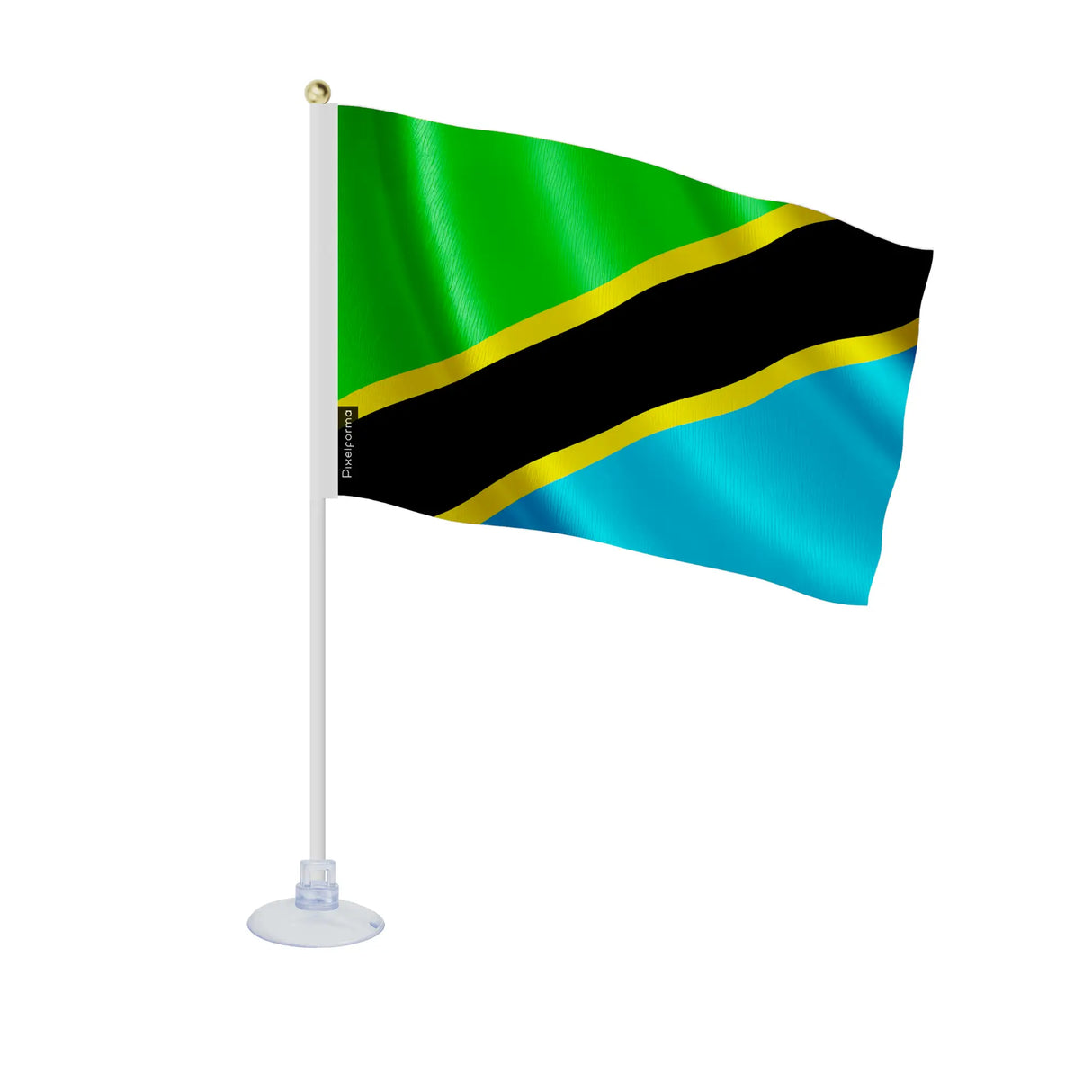 Mini drapeau tanzanie en polyester avec ventouse solide