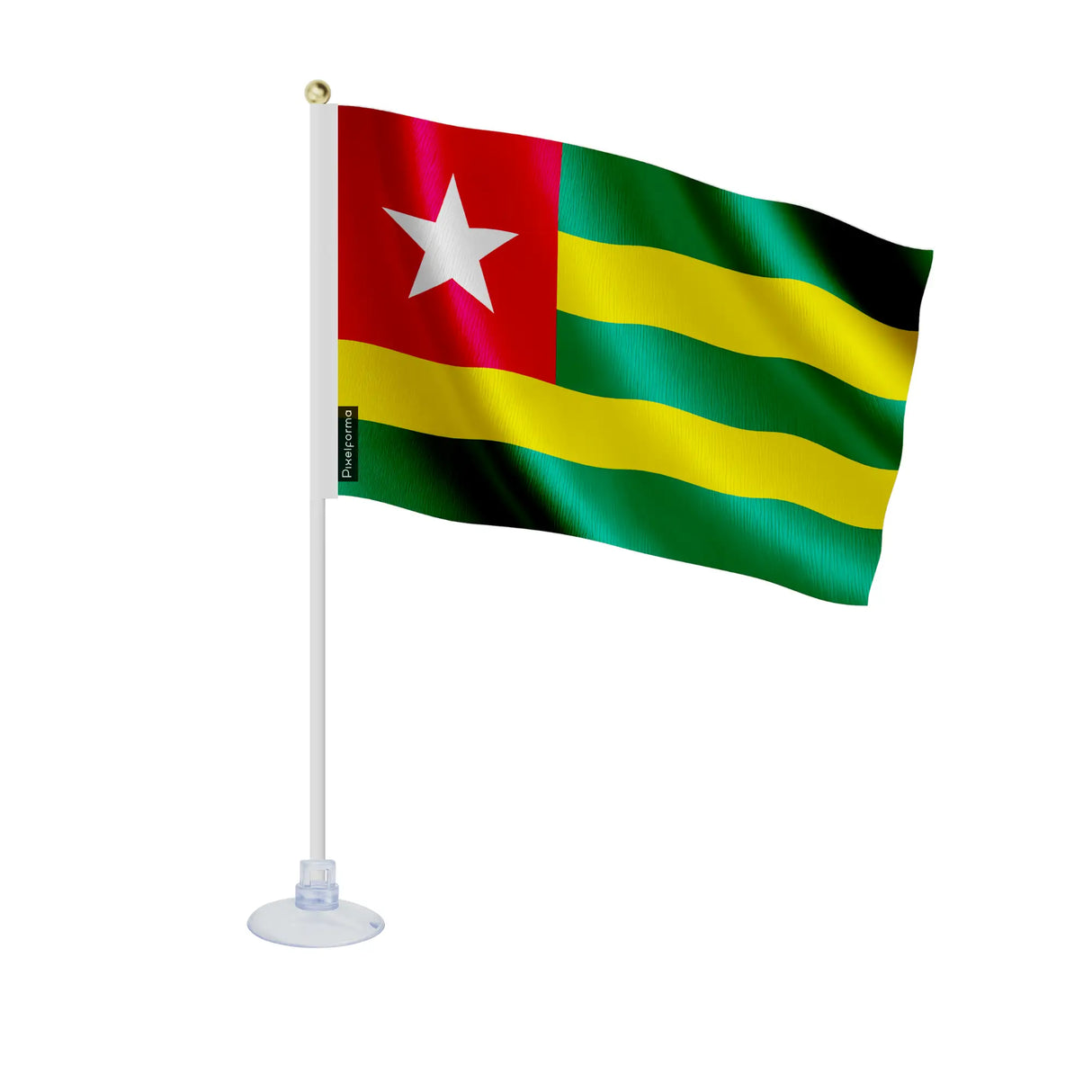 Mini drapeau togo en polyester avec ventouse pour vitres