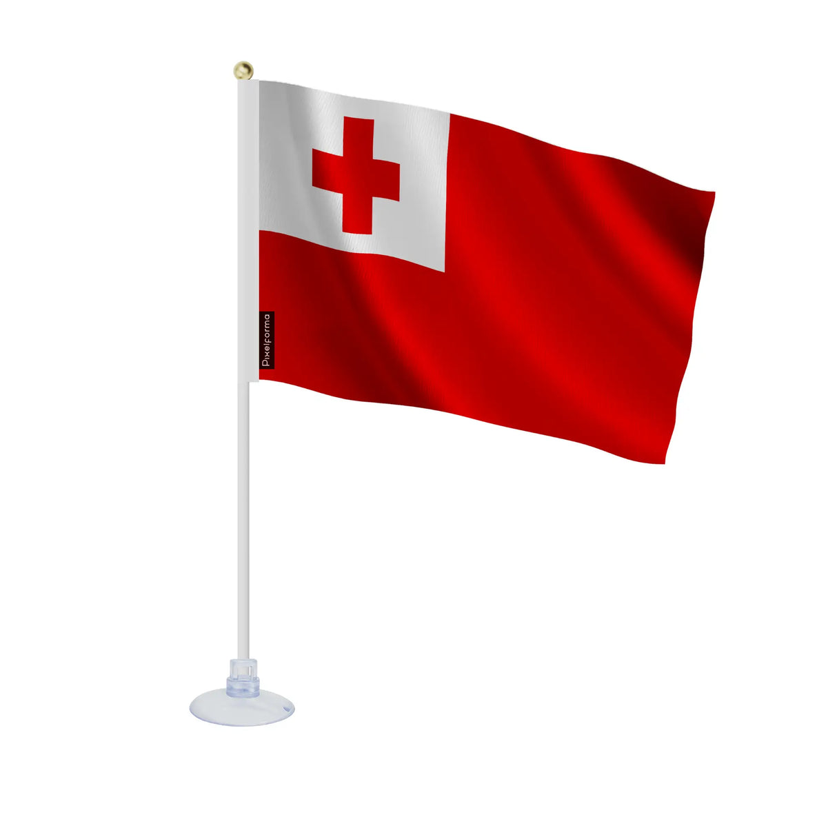 Mini drapeau tonga en polyester avec ventouse transparente