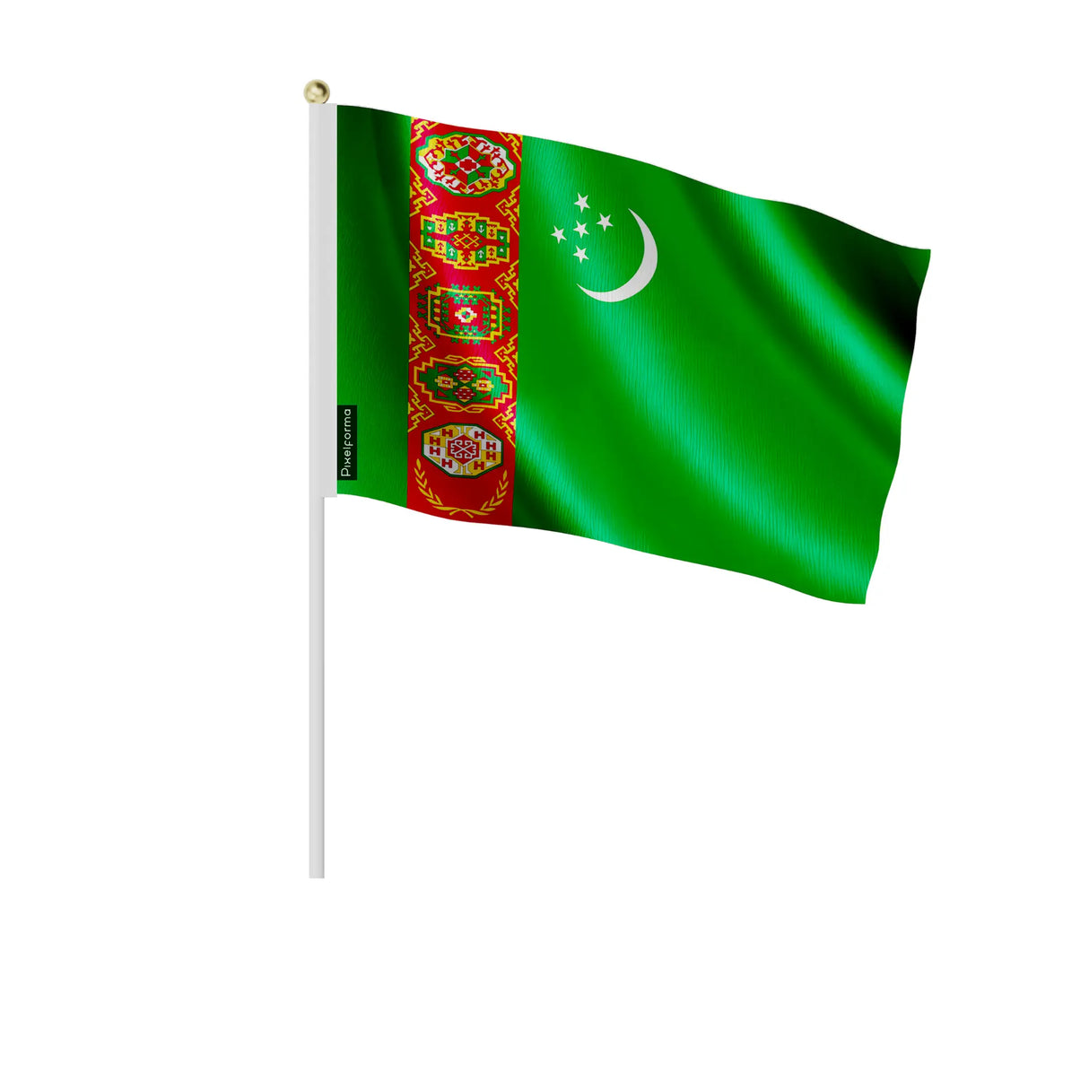 Mini drapeau turkménistan en polyester à main festif