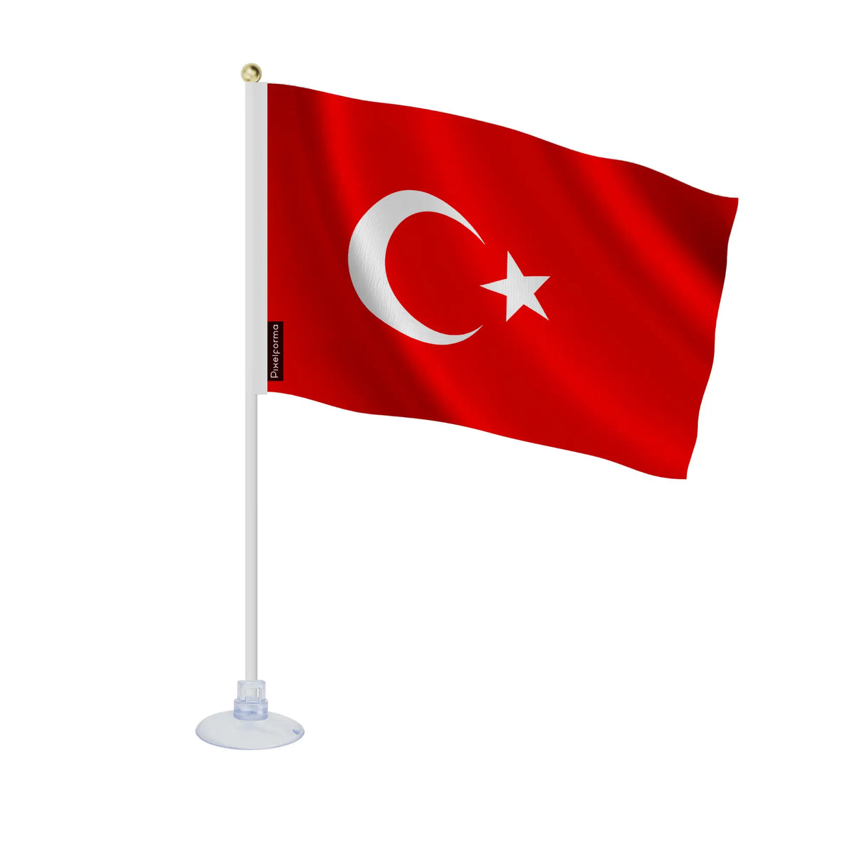 Mini drapeau turquie en polyester avec ventouse résistante