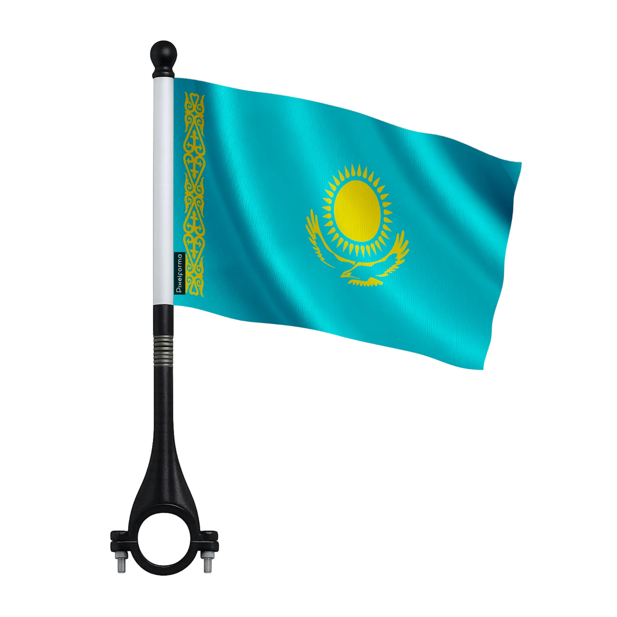 Mini drapeau vélo kazakhstan en polyester fixation pratique