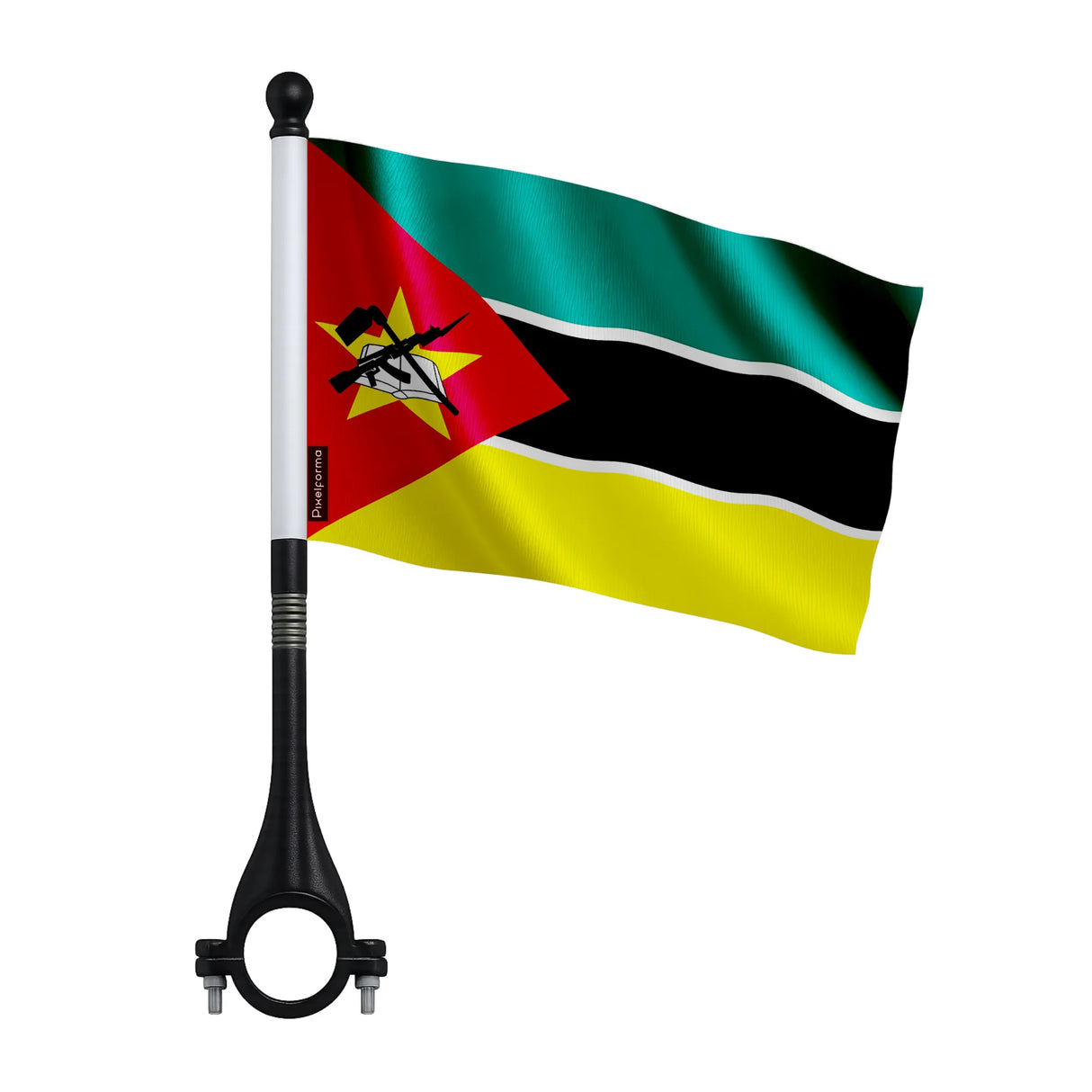 Mini drapeau vélo mozambique en polyester fixation facile