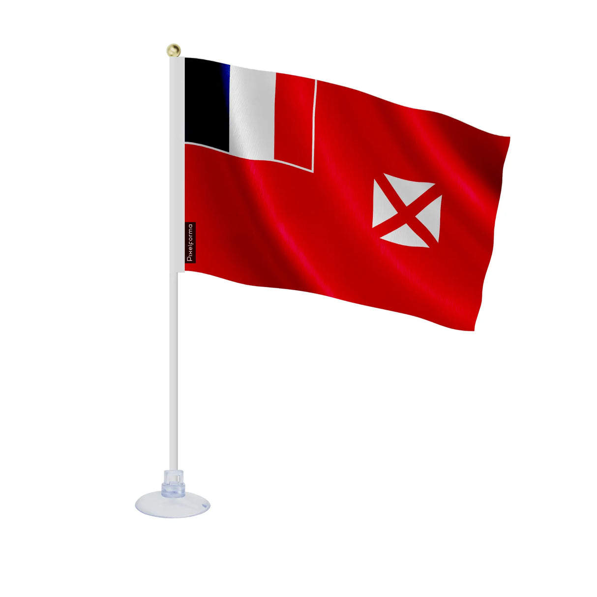 Mini drapeau wallis-et-futuna polyester avec ventouse