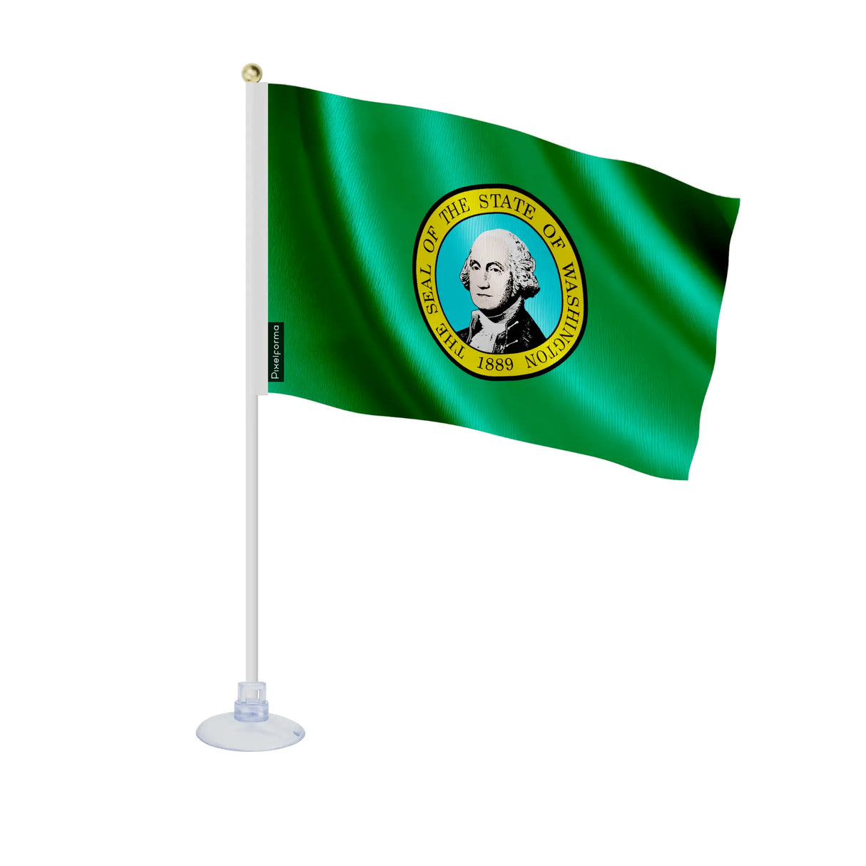 Mini drapeau washington en polyester avec ventouse