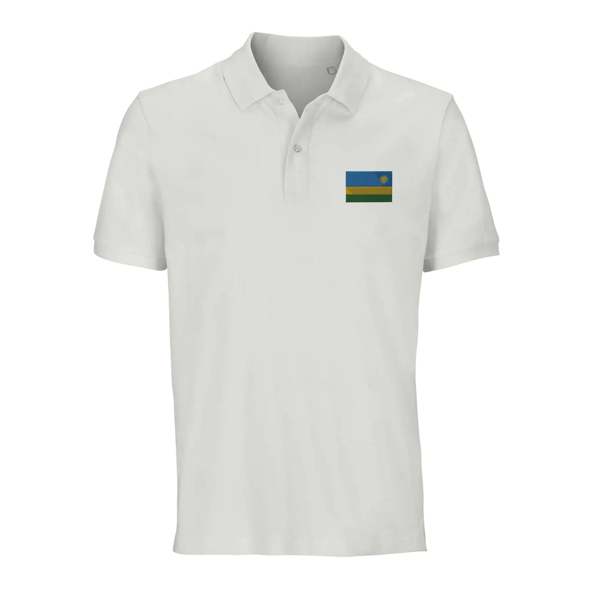 Polo drapeau rwanda coton bio brodé unisexe élégant