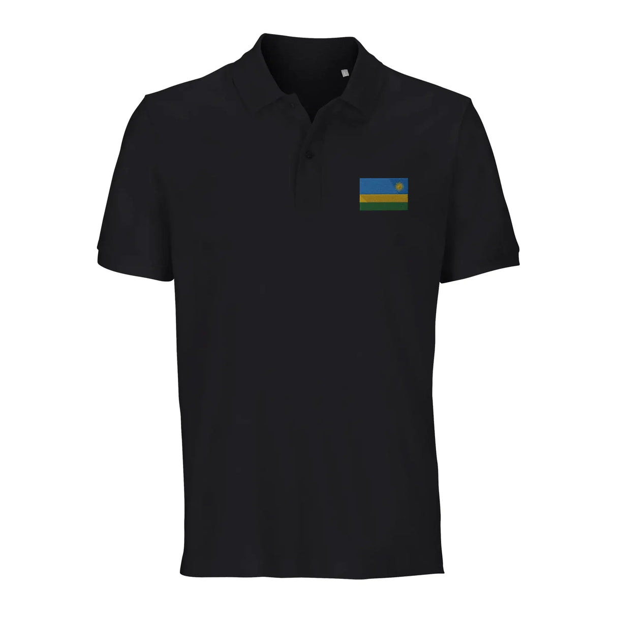 Polo drapeau rwanda coton bio brodé unisexe élégant