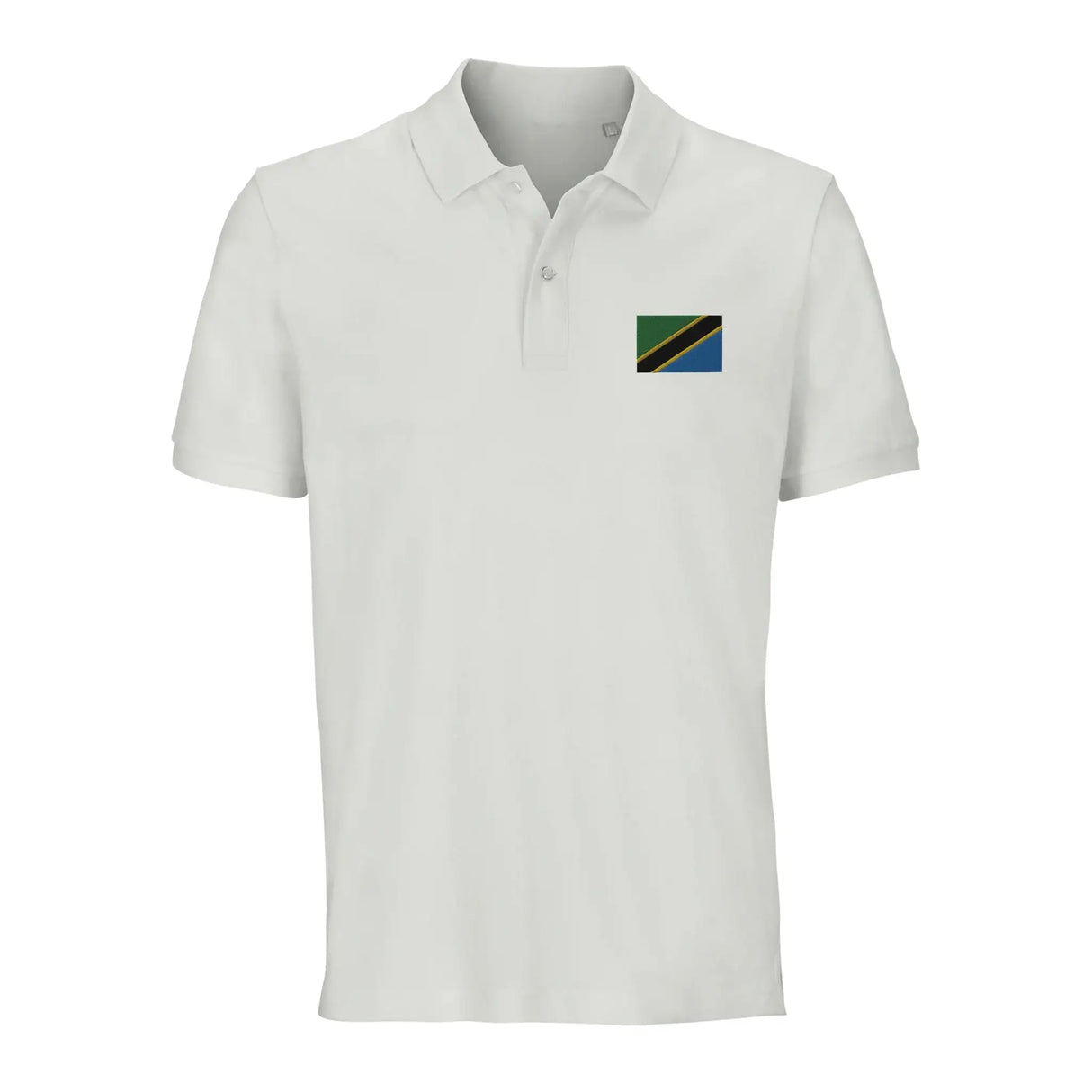 Polo drapeau tanzanie brodé en coton bio unisexe