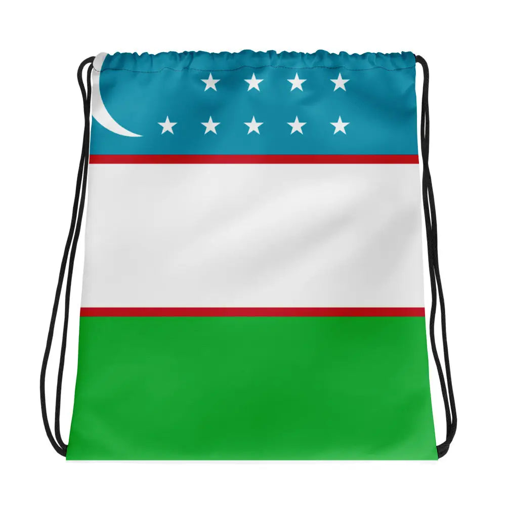 Sac à cordon drapeau ouzbékistan coton polyester léger
