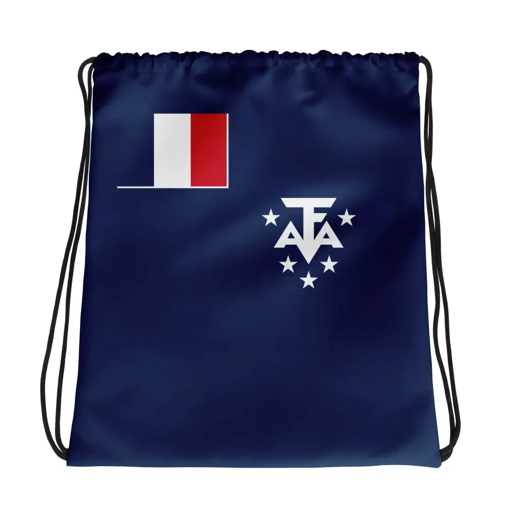 Sac à cordon drapeau terres australes coton polyester léger