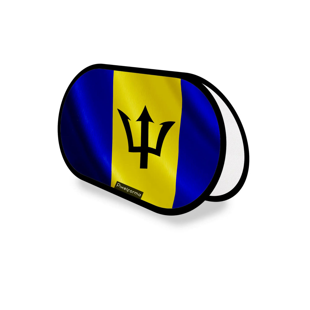 Support publicitaire ovale barbade léger facile à installer