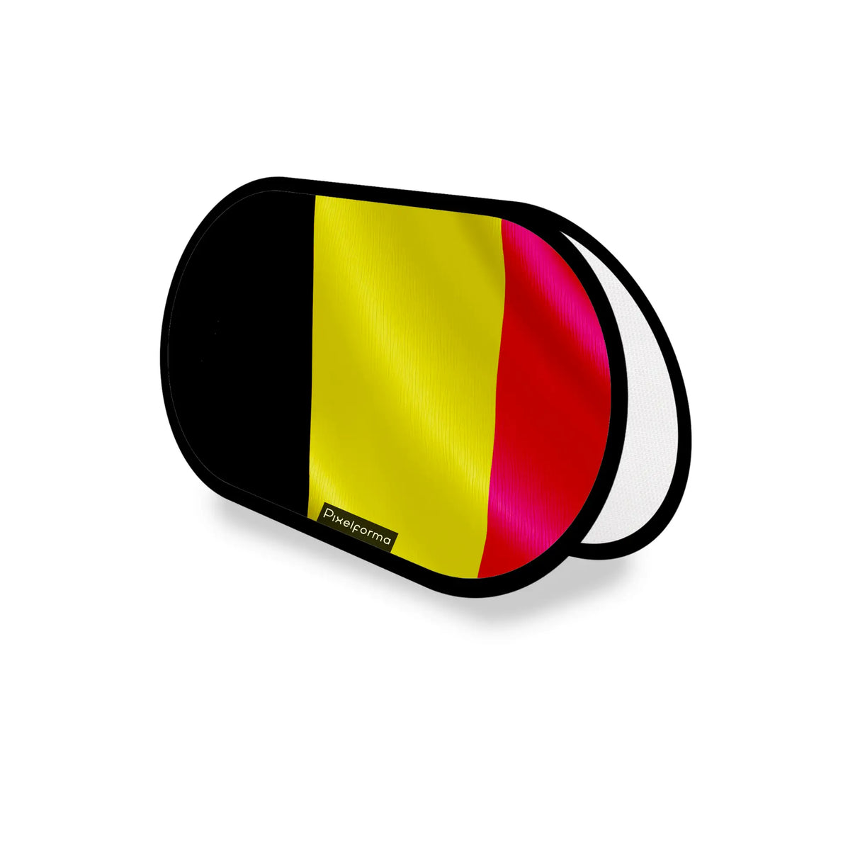Support publicitaire ovale drapeau belgique léger facile à poser
