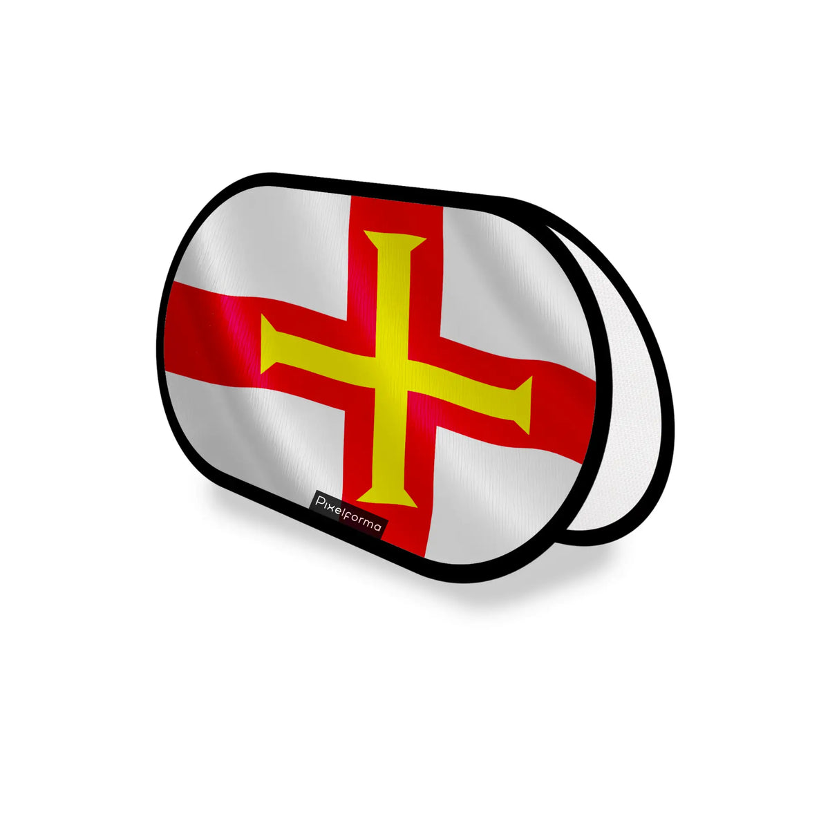 Support publicitaire ovale drapeau guernesey léger installable