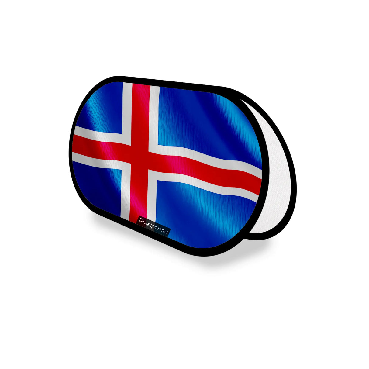 Support publicitaire ovale drapeau islande léger facile installer