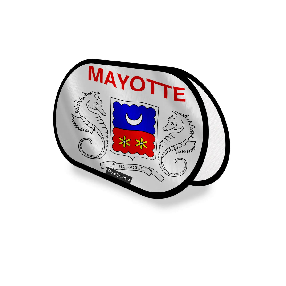 Support publicitaire ovale drapeau mayotte léger facile à poser