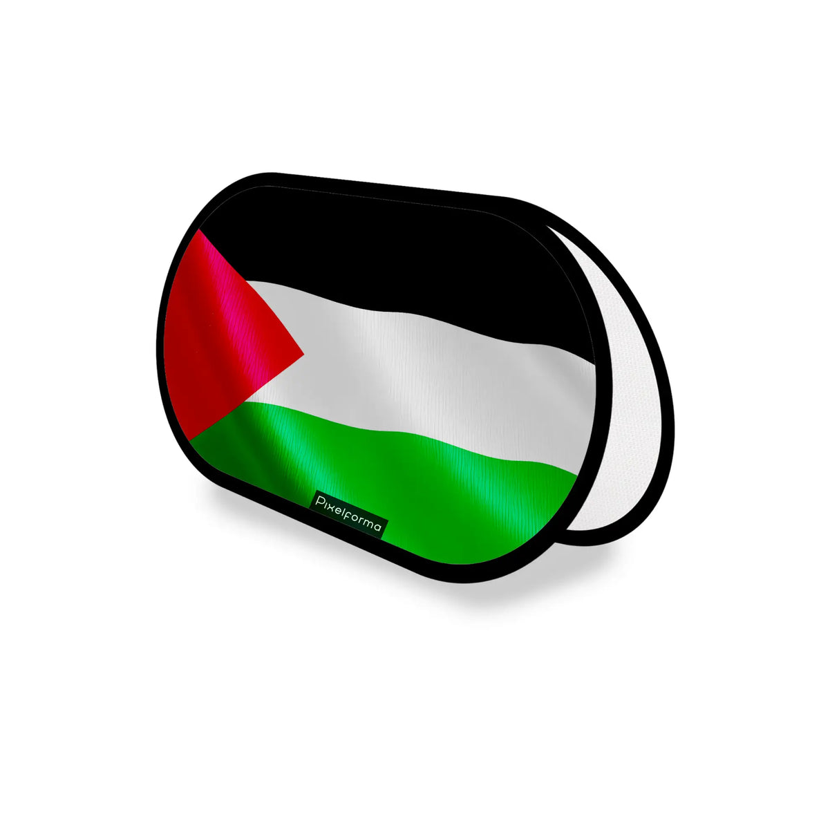 Support publicitaire ovale drapeau palestine léger installé