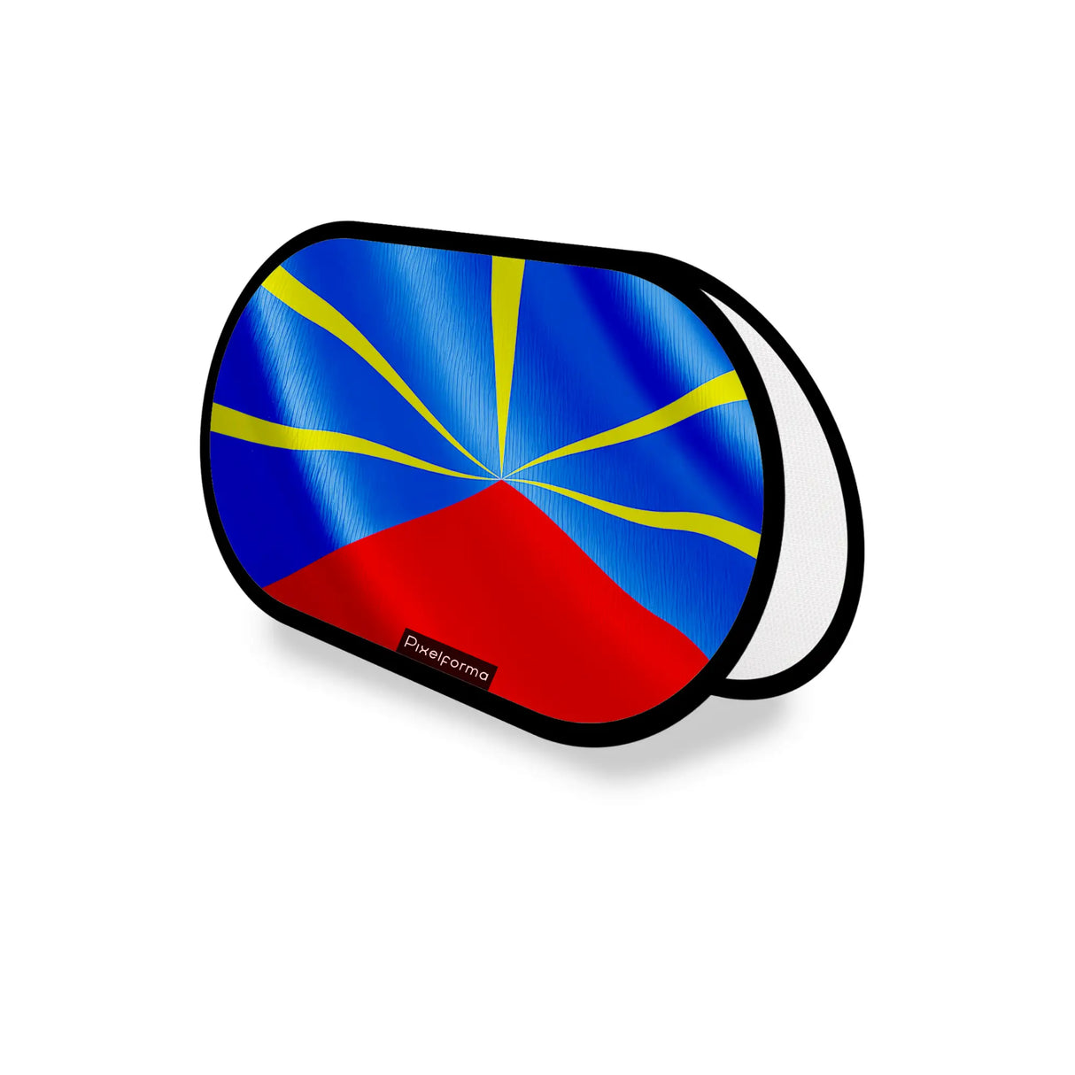 Support publicitaire ovale drapeau réunion léger facile à poser