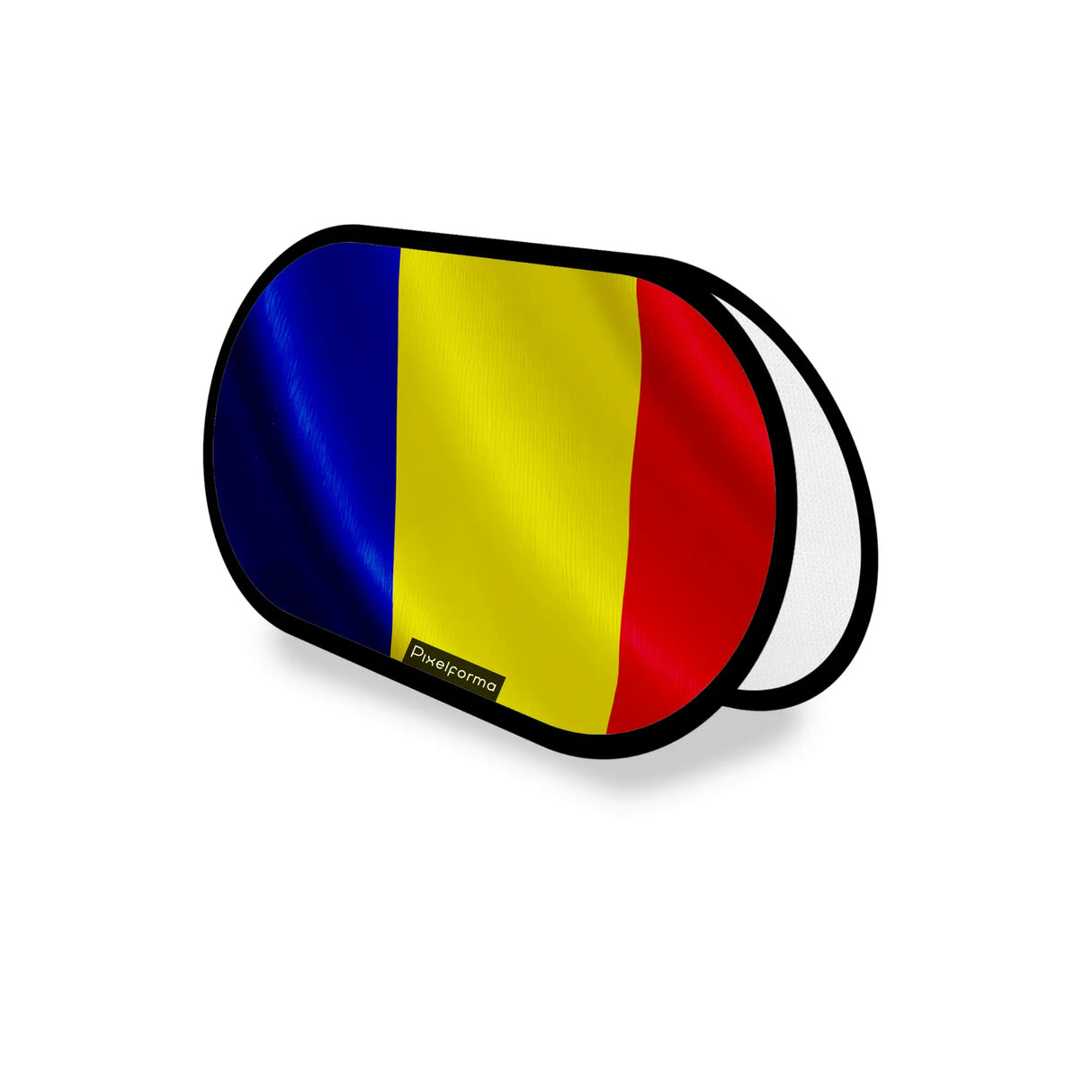 Support publicitaire ovale drapeau roumanie léger installation facile