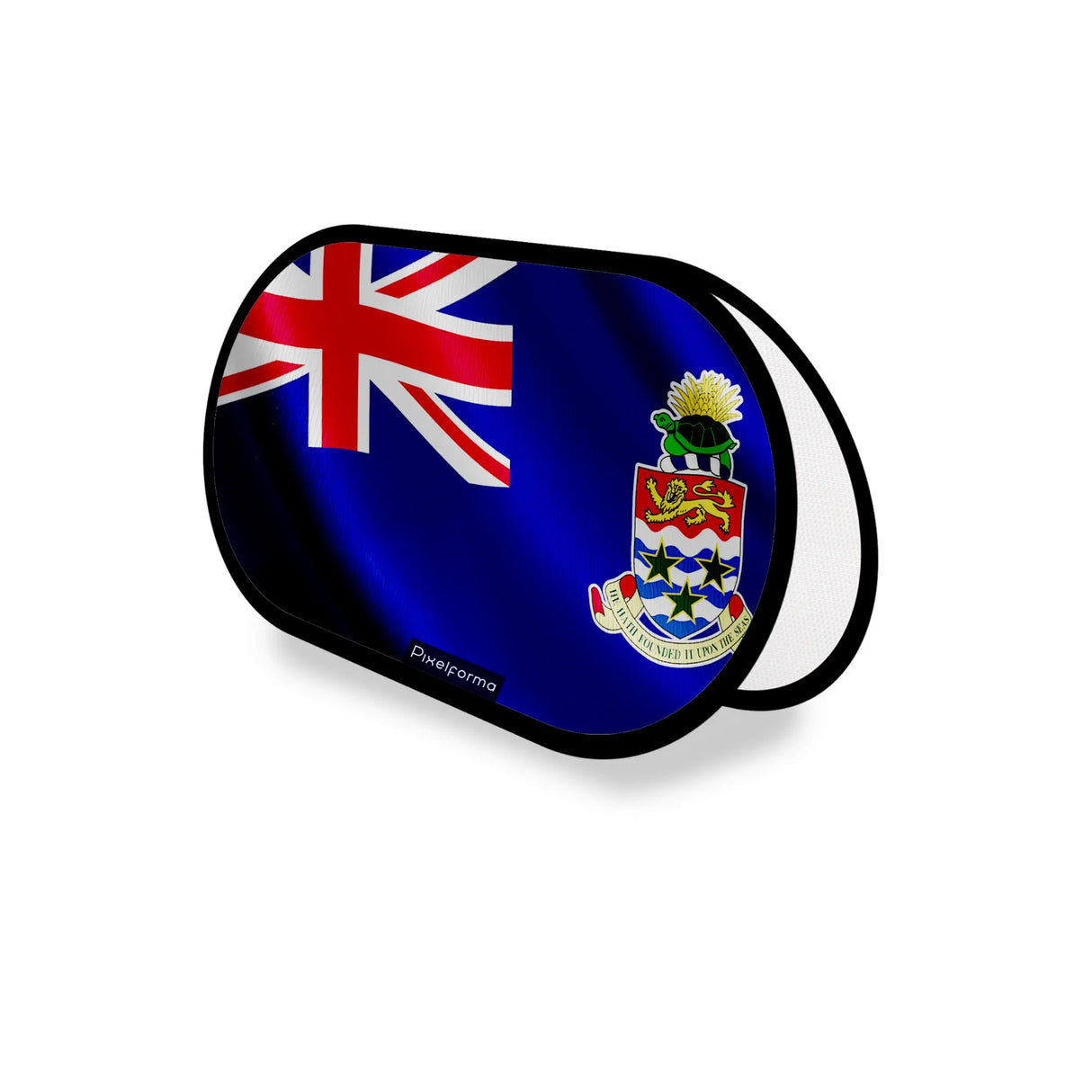 Support publicitaire ovale îles caïmans léger facile à poser