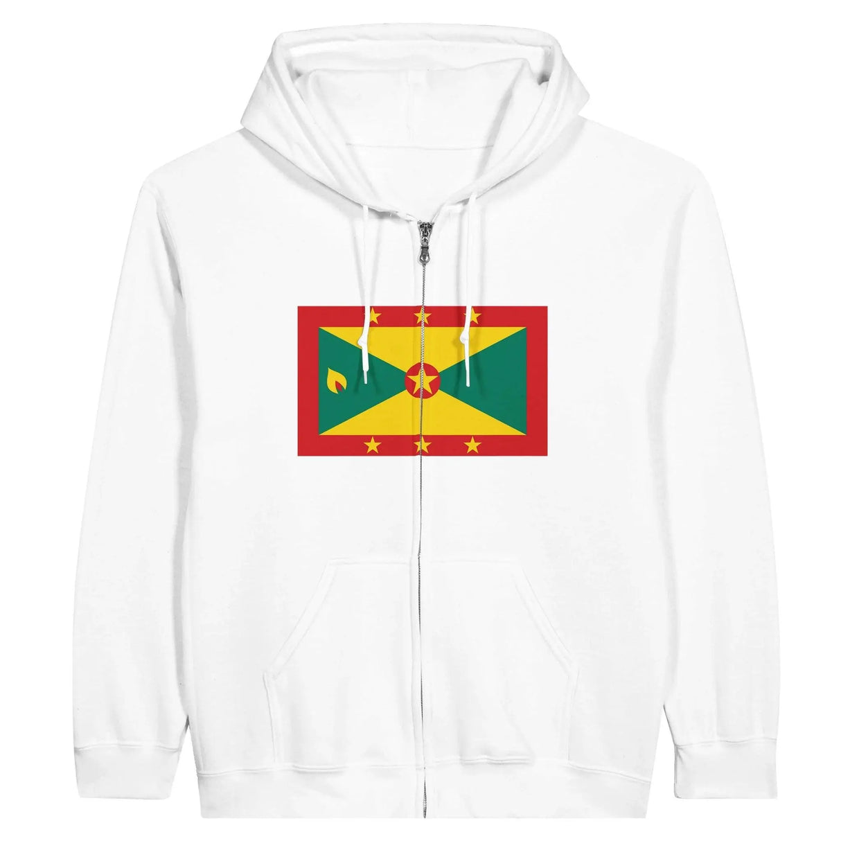 Sweat à capuche grenade coton mélangé drapeau brodé zip