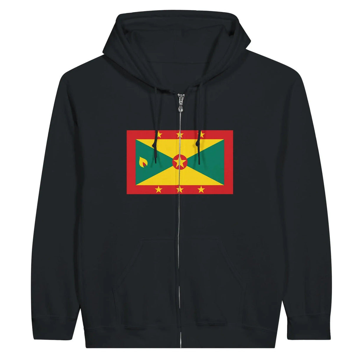 Sweat à capuche grenade coton mélangé drapeau brodé zip