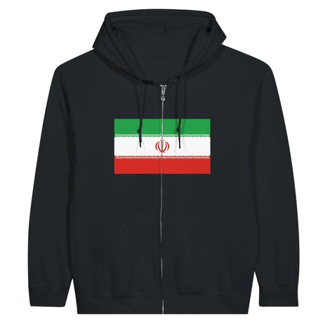 Sweat à capuche iran coton mélangé fermeture éclair broderie