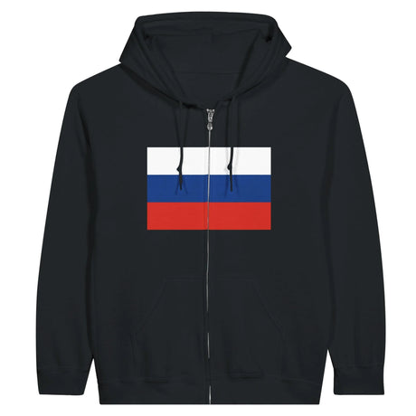 Sweat à capuche russie coton mélangé fermeture éclair brodé