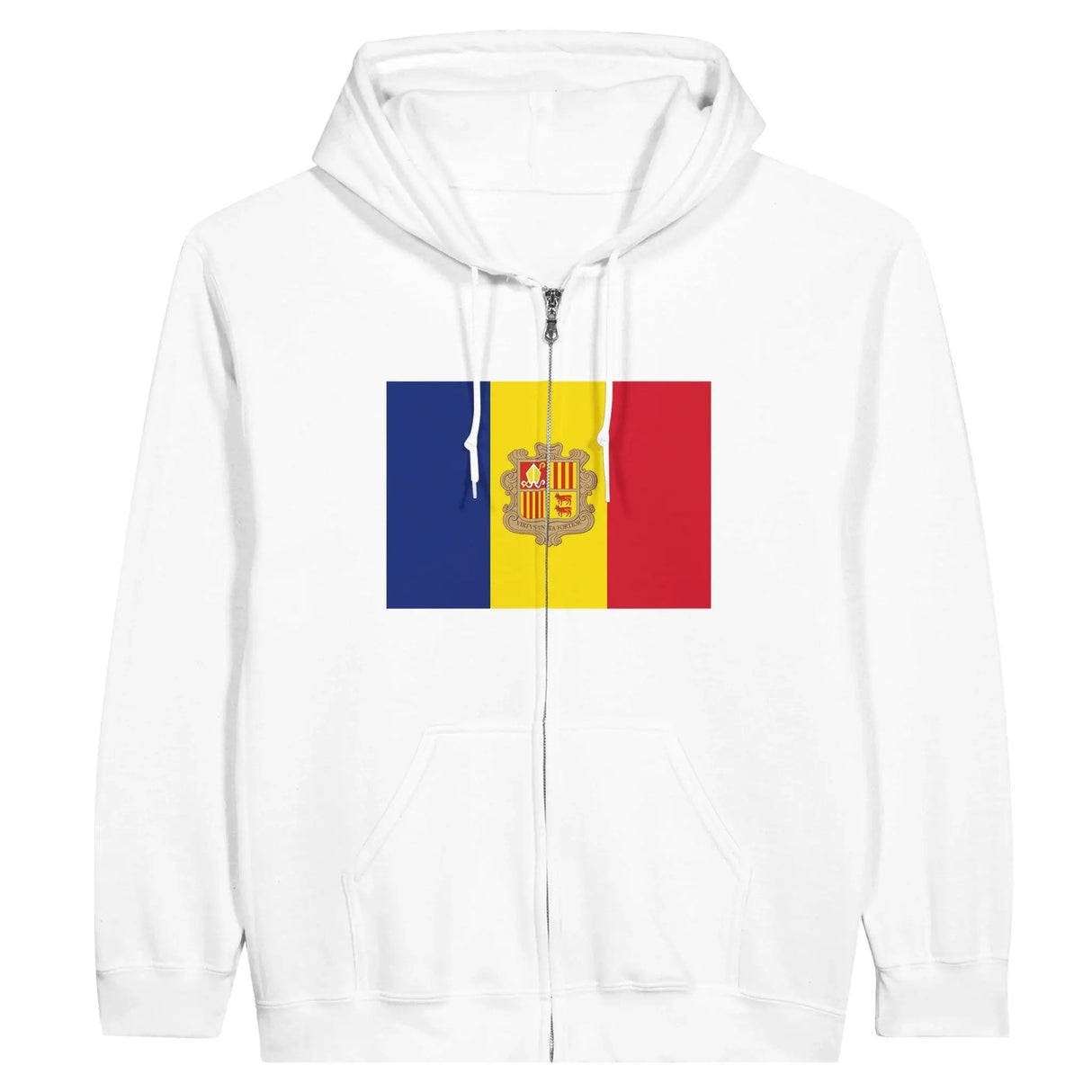 Sweat à capuche zippé andorre coton broderie drapeau