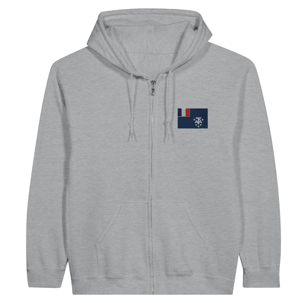 Sweat à capuche zippé antarctique française broderie coton