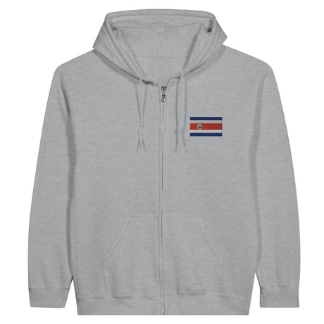 Sweat à capuche zippé costa rica coton broderie couleur