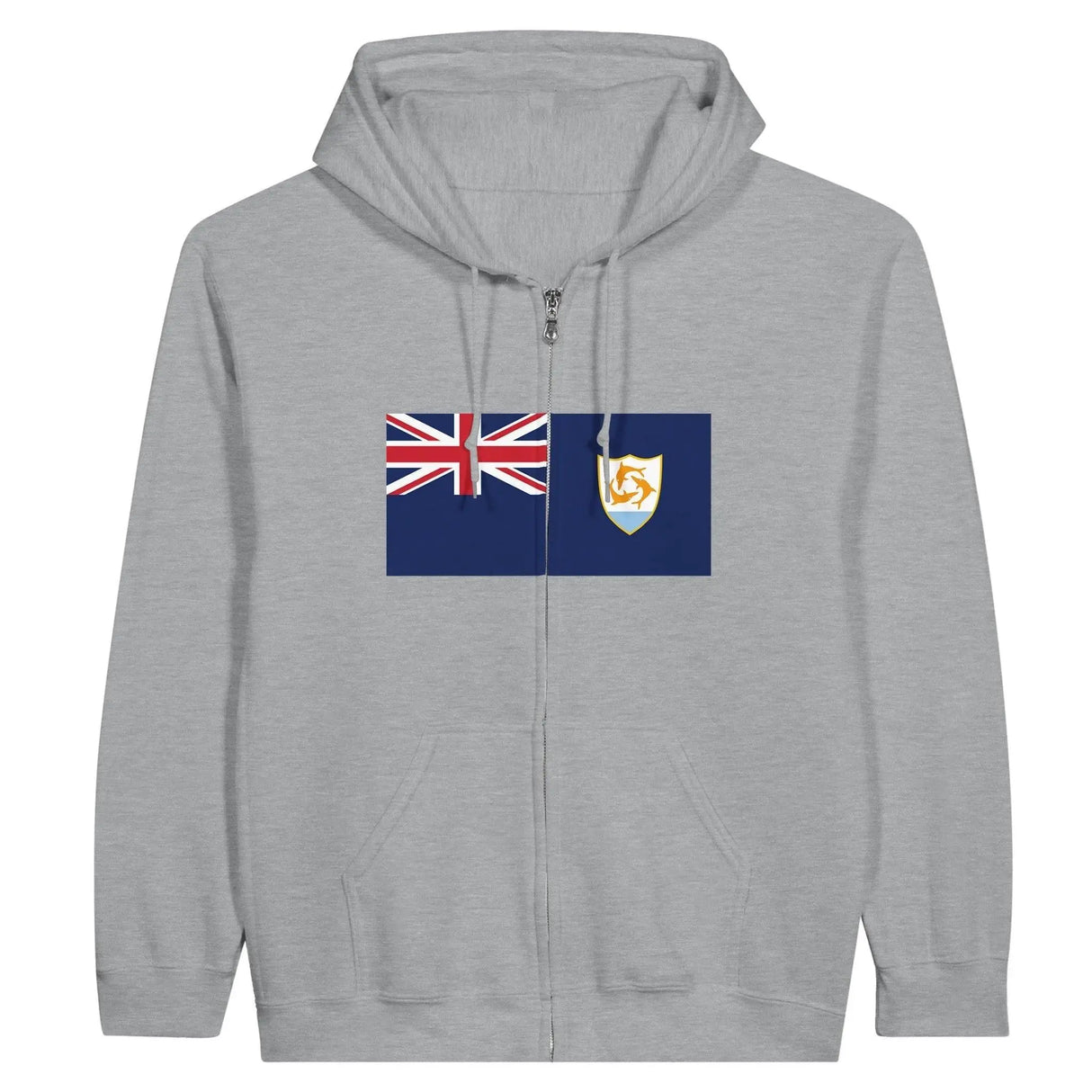 Sweat à capuche zippé drapeau anguilla coton mélangé