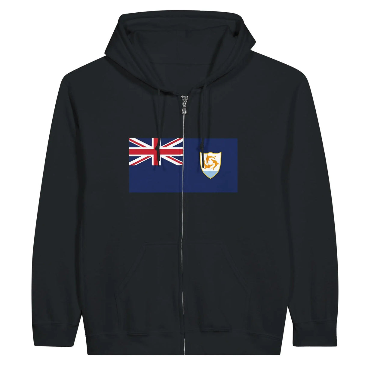 Sweat à capuche zippé drapeau anguilla coton mélangé