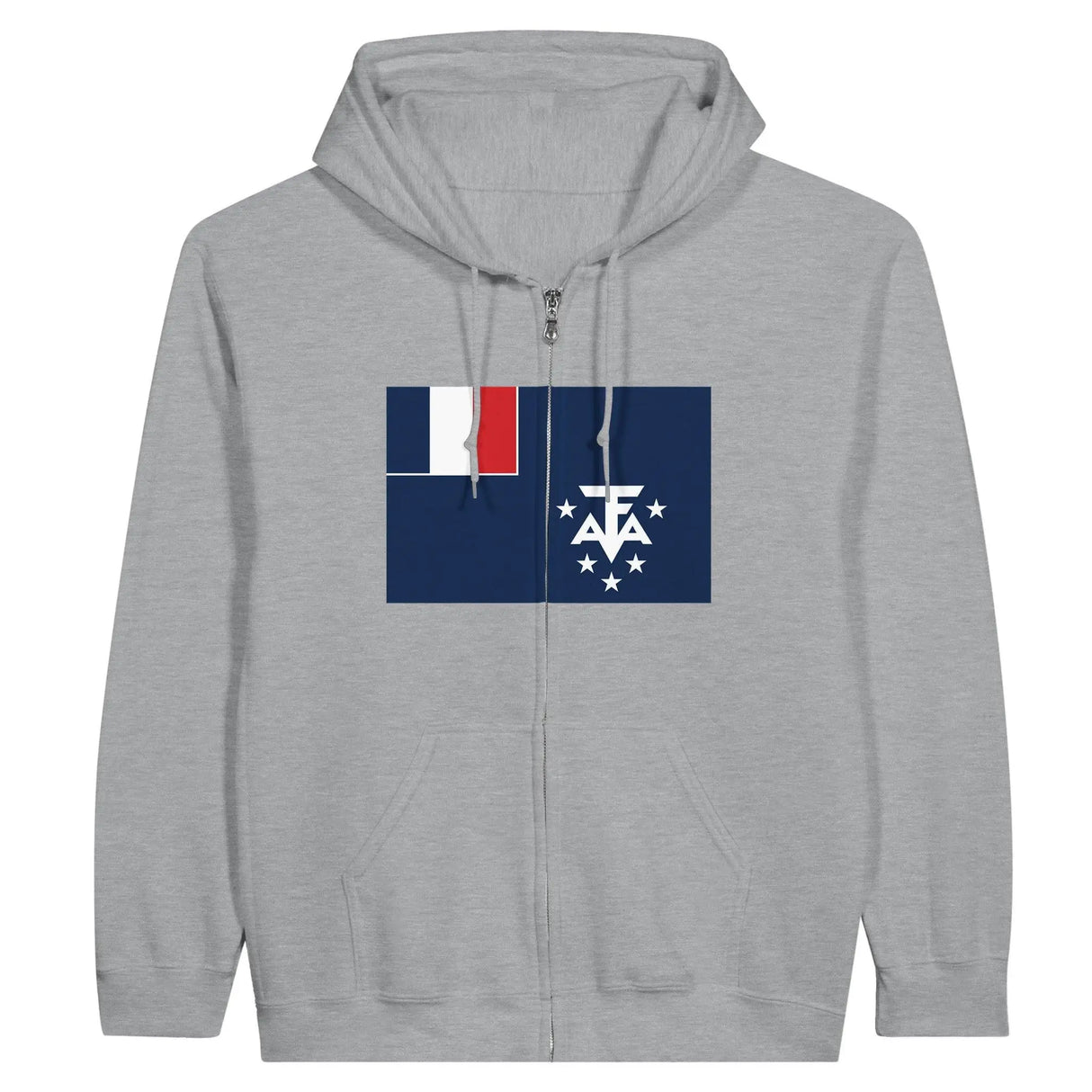 Sweat à capuche zippé drapeau antarctique française coton