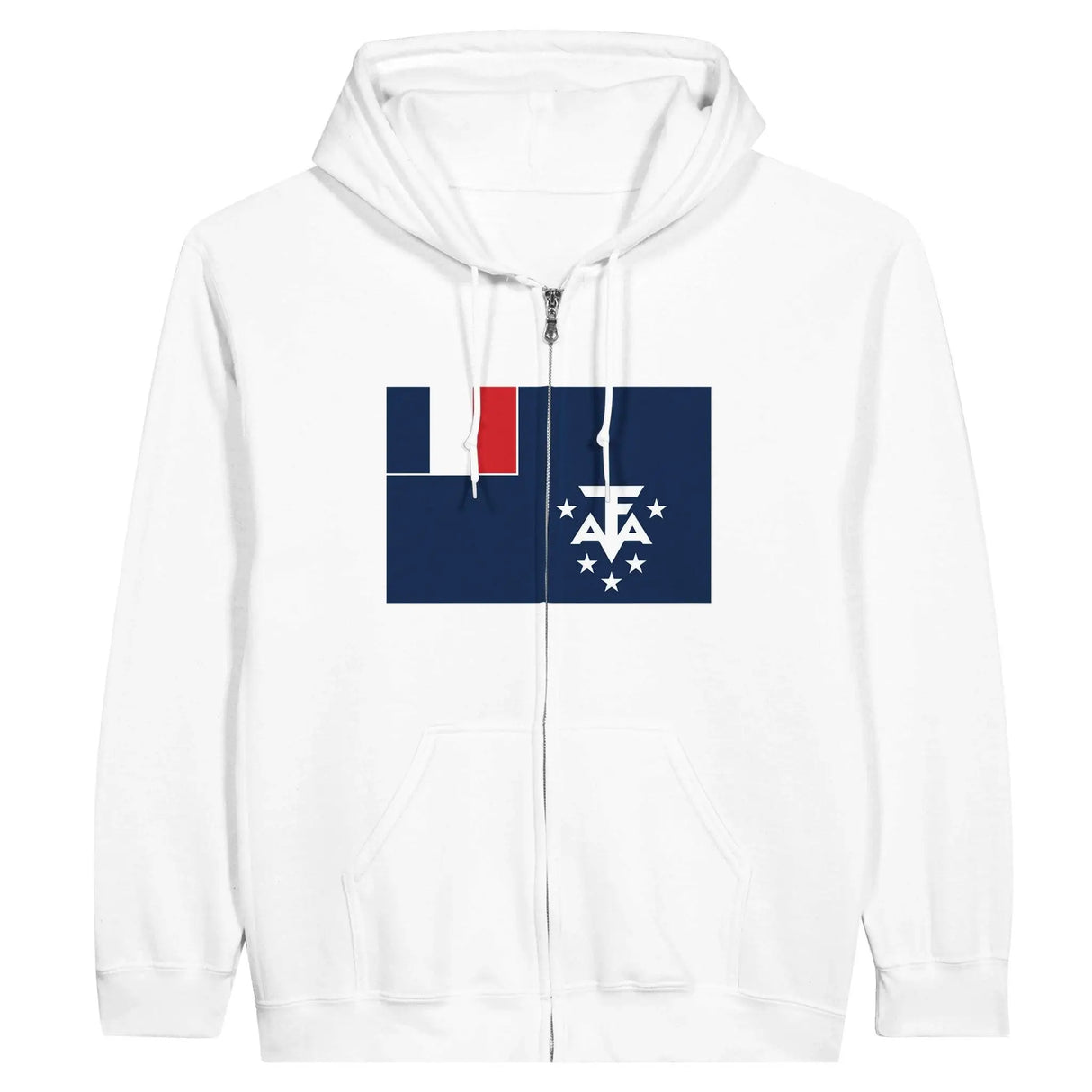 Sweat à capuche zippé drapeau antarctique française coton