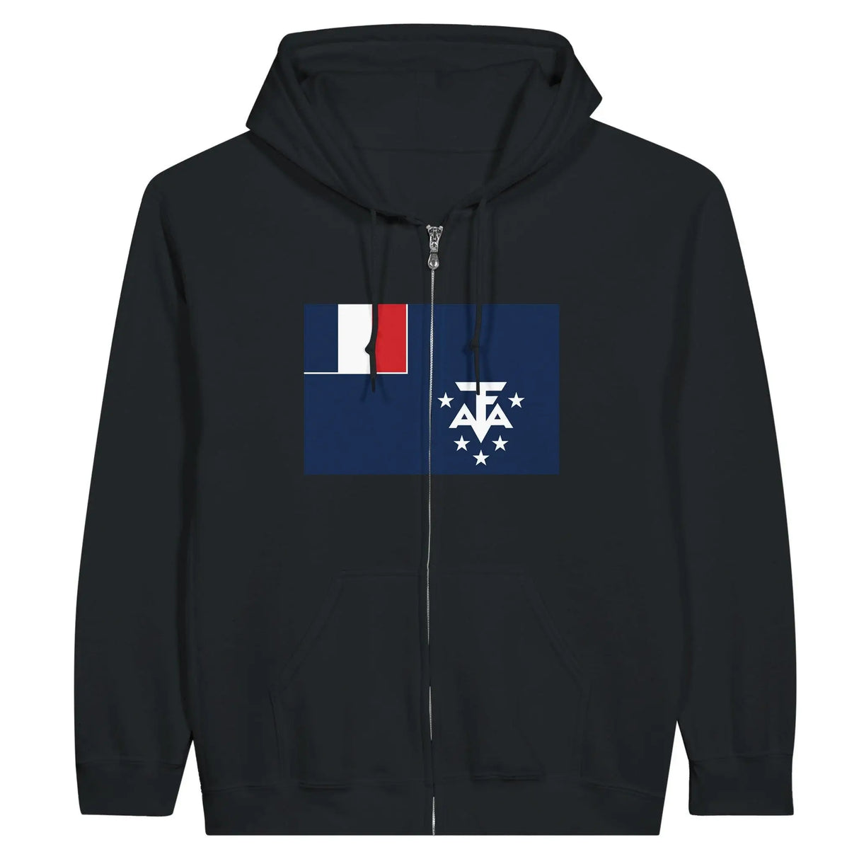 Sweat à capuche zippé drapeau antarctique française coton