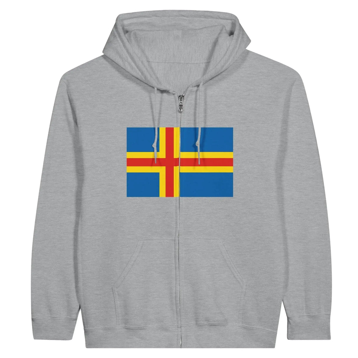 Sweat à capuche zippé drapeau d’åland coton brodé