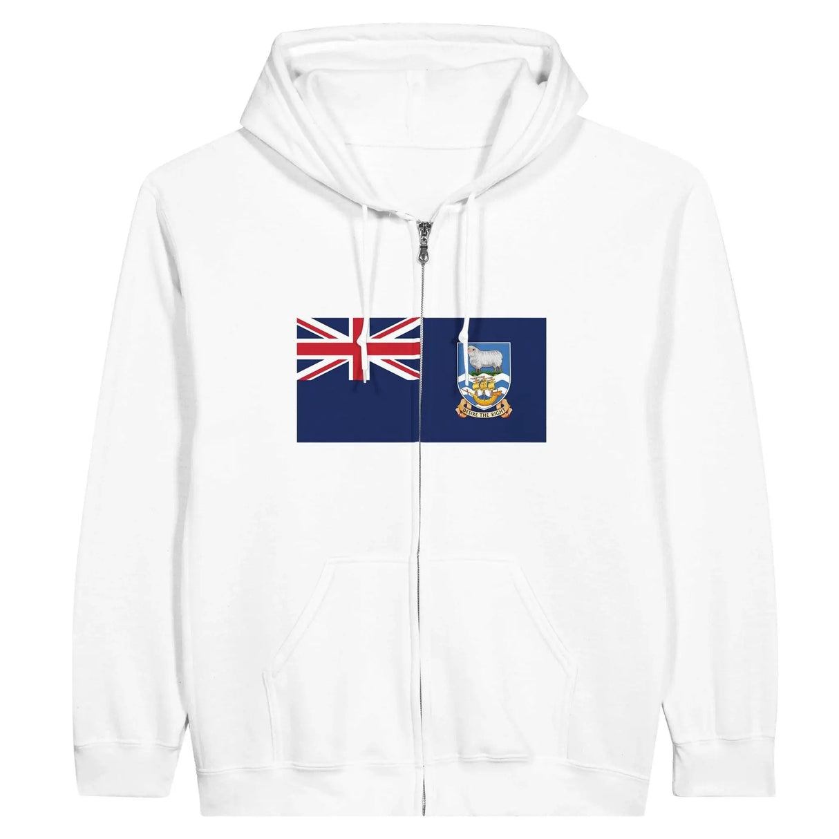 Sweat à capuche zippé îles malouines coton brodé