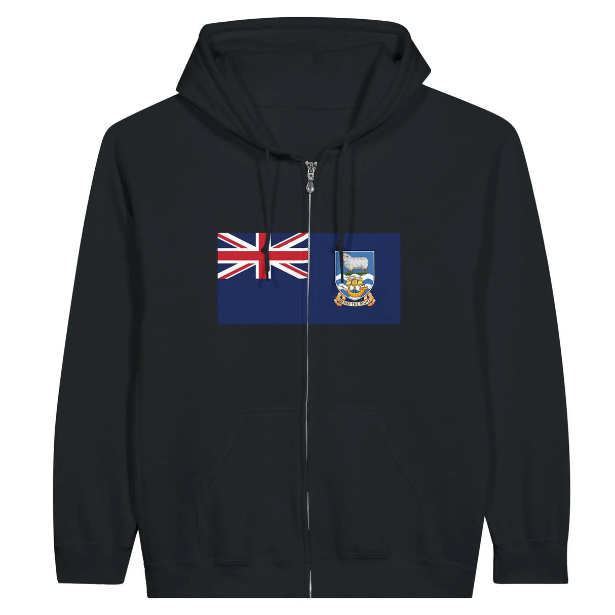 Sweat à capuche zippé îles malouines coton brodé