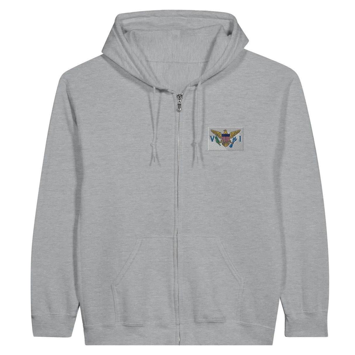 Sweat à capuche zippé îles vierges coton broderie couleur